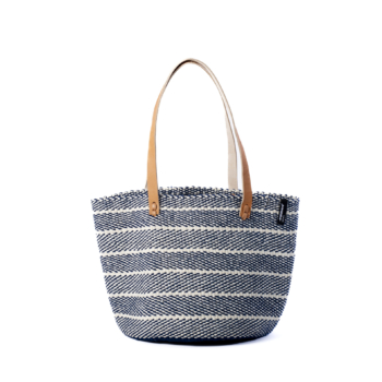 Mifuko strandveske Shopper – Pamba Dark blue twill weave Medium