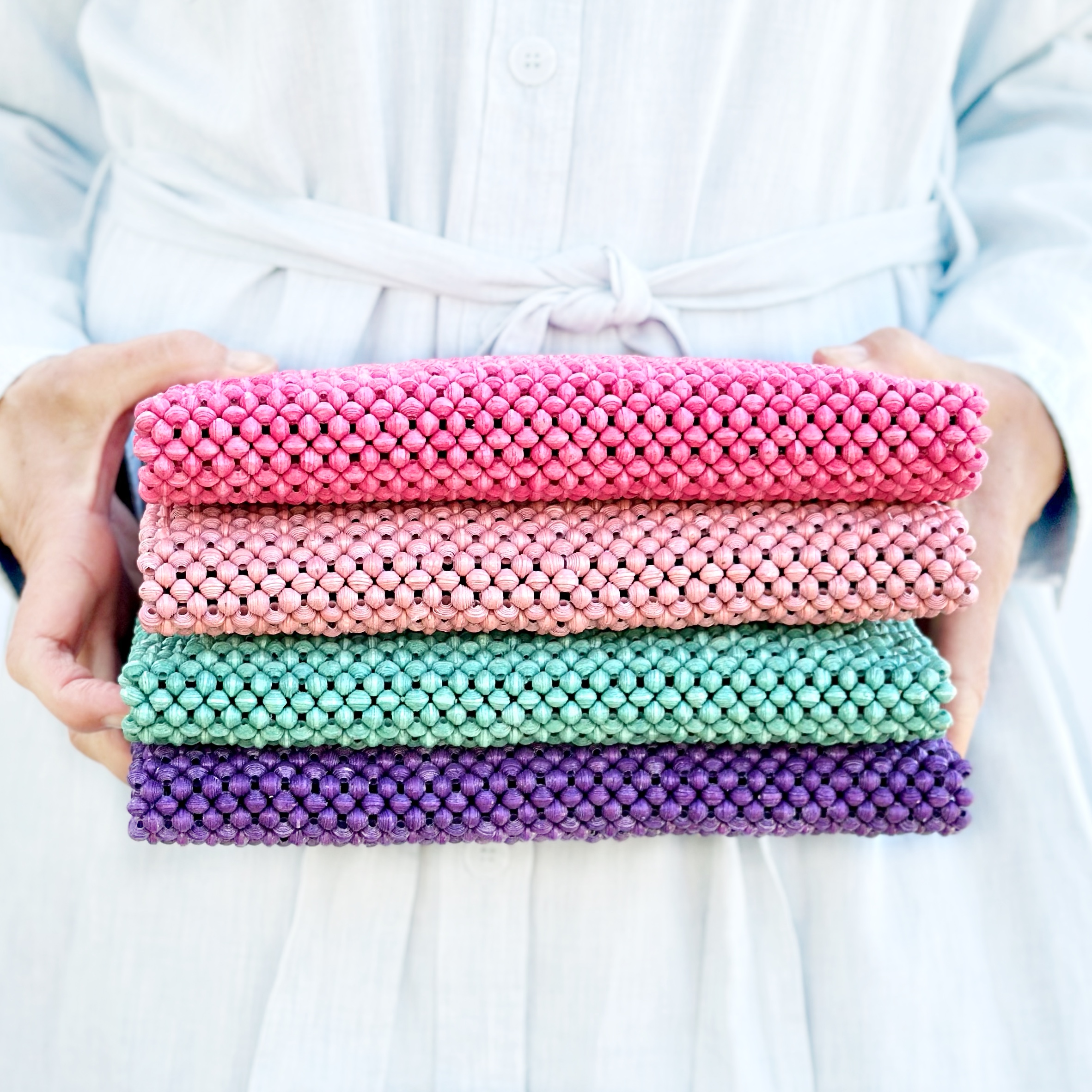 Wilma veske, clutch, selskapsveske - pastellfarger 4 vesker - hot pink- rosa -turkis-lilla