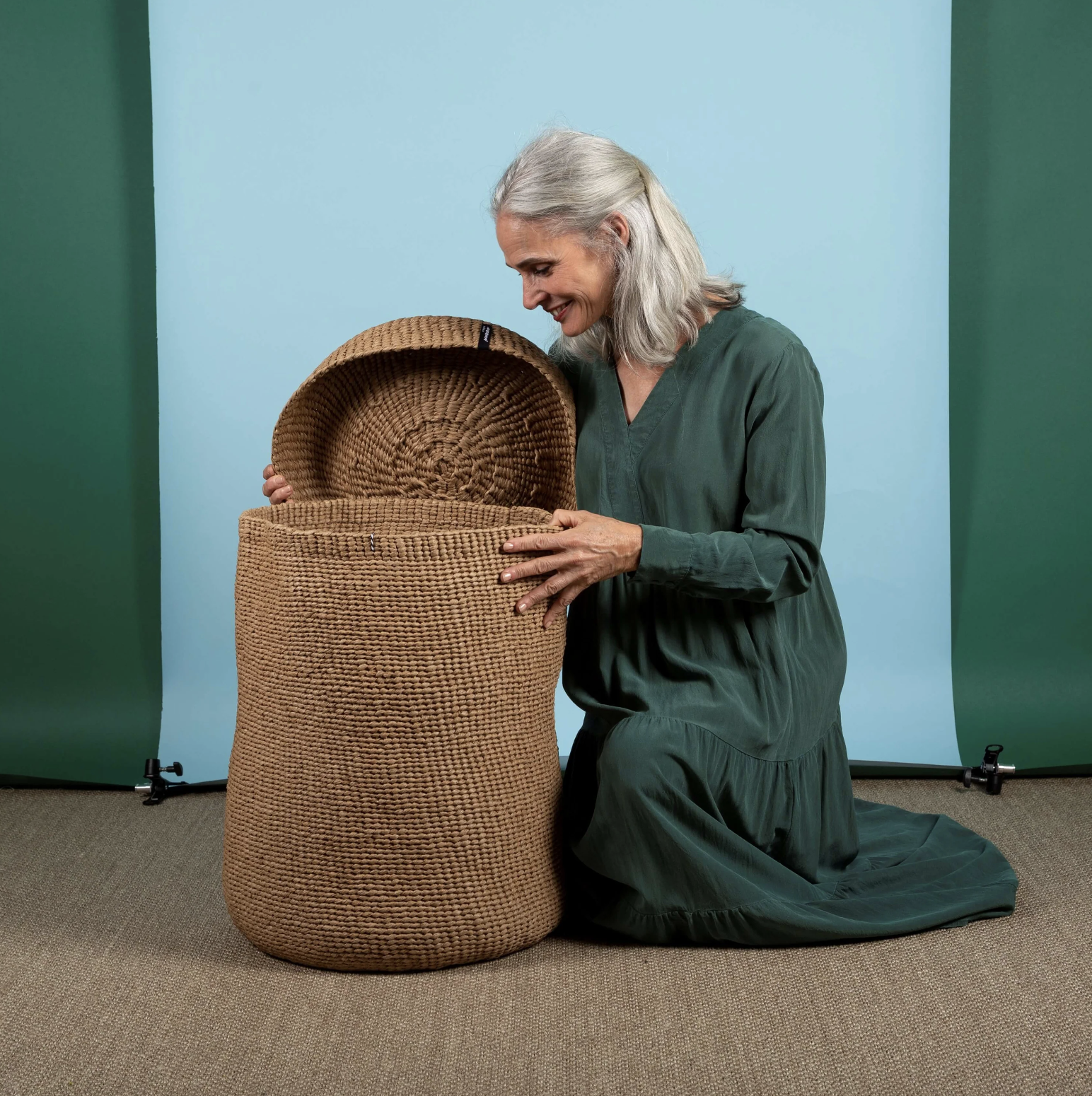 Mifuko Kindo kurv med lokk - oppbevaringskurv - Brown paper XL