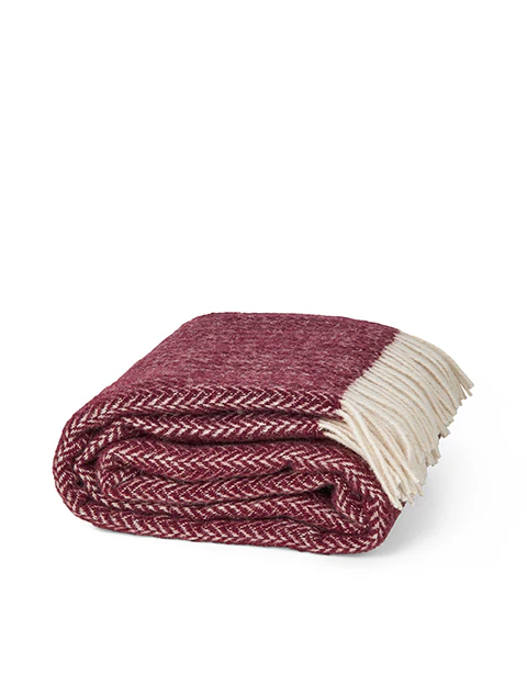 Elvang Hope - ullpledd - Burgunder, vinrød